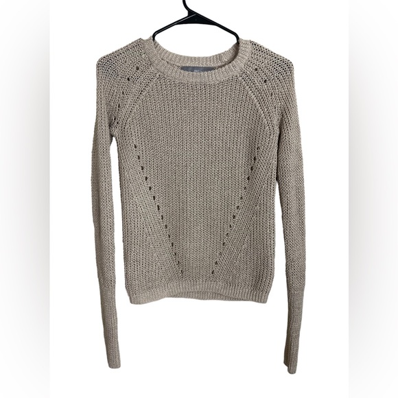 360 Sweater | Sweaters | 36 Sweater Beige Open Pointelle Knit Linen Blend  Sweater Size Xs | Poshmark